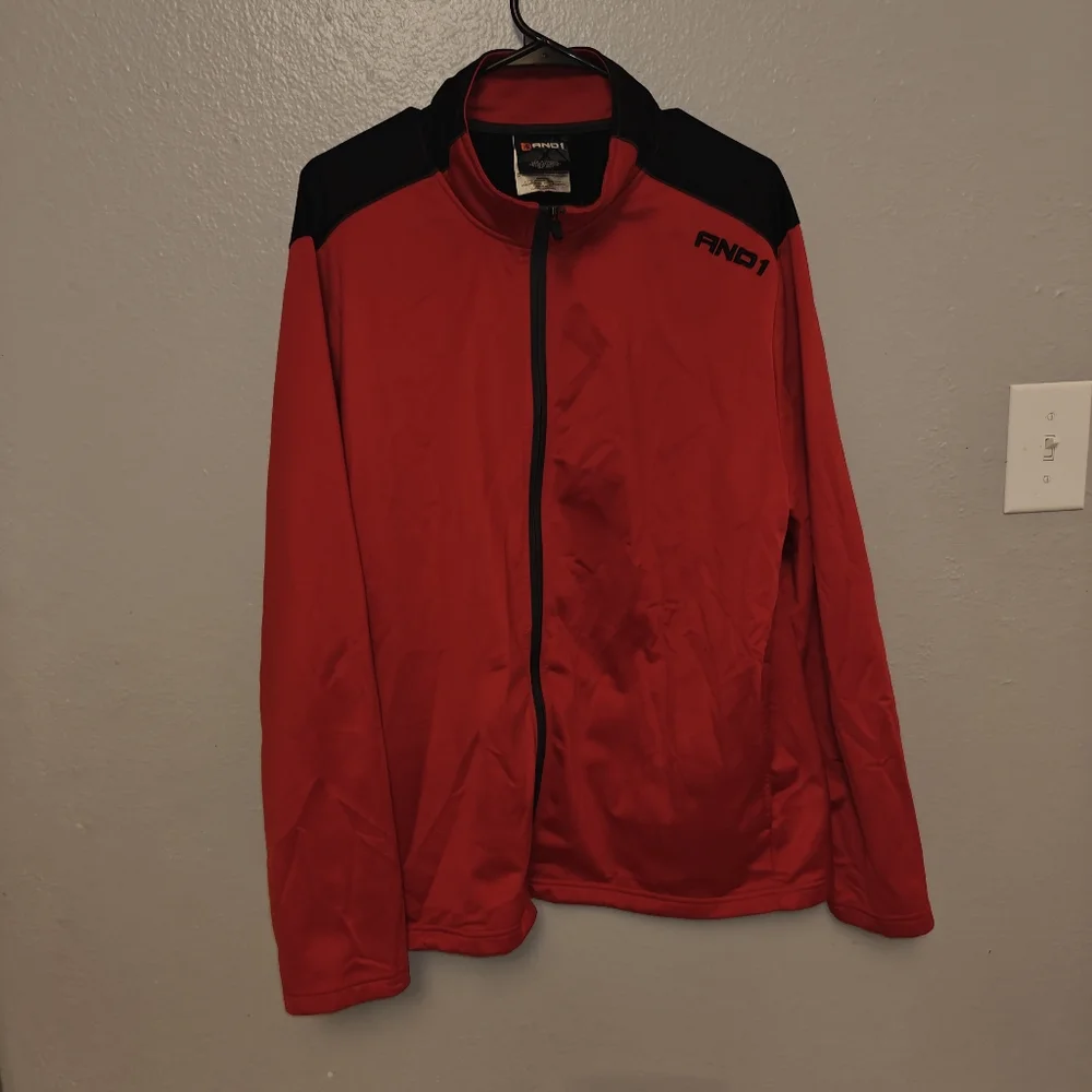 And1 Red and Black Lightweight Track Jacket Size XL